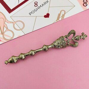 Vintage Royal Crown Scepter Silver Tone Royal Crown Scepter Brooch Pin
